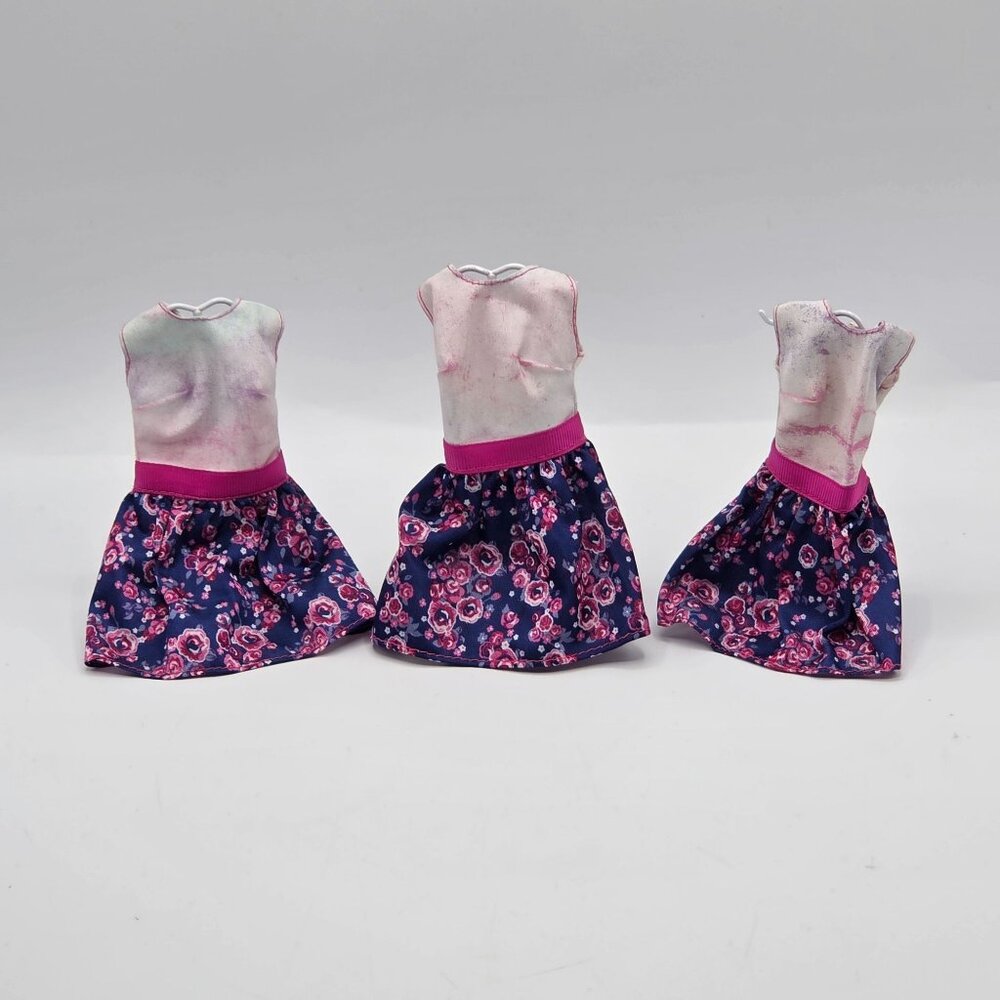 Vintage 1990s Barbie Doll Floral Dresses 3-Piece Lot